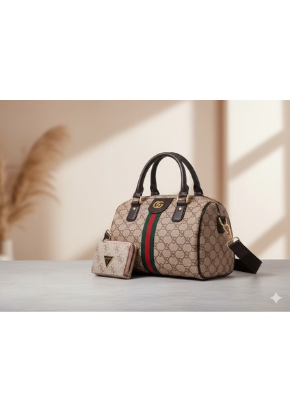 Bej Monogram Çanta & Cüzdan Set fiyatları