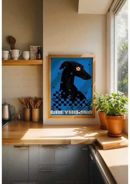 Digital Greyhound Poster - Doğal Ahşap Çerçeveli Tablo fiyatları