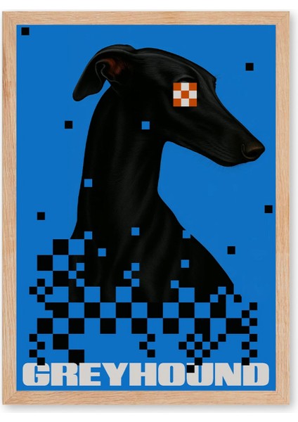 Digital Greyhound Poster - Doğal Ahşap Çerçeveli Tablo modelleri