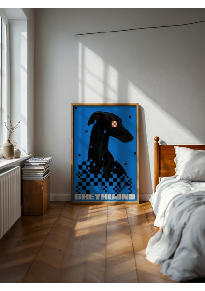 Digital Greyhound Poster - Doğal Ahşap Çerçeveli Tablo fırsatları