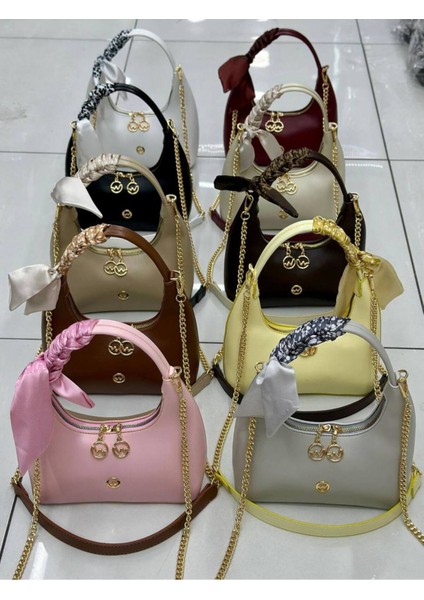 Lüks Fular Detaylı Zincir Askılı Baget Çanta modelleri
