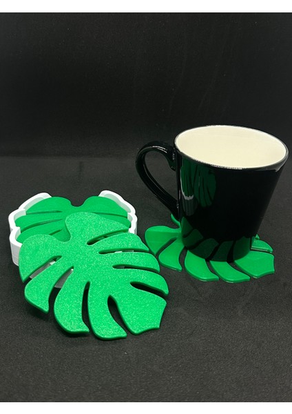 Monstera Yaprak Desenli Bardak Altlığı