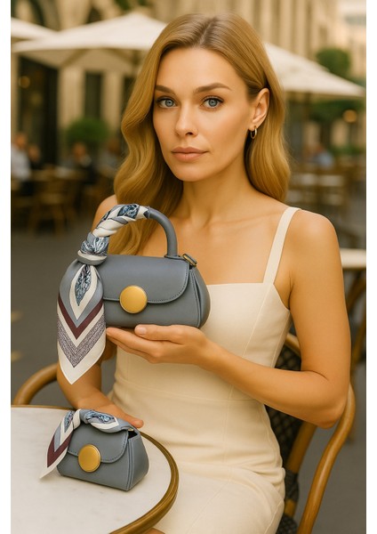 Kadın Şal Detaylı Mini Omuz ve El Çantası