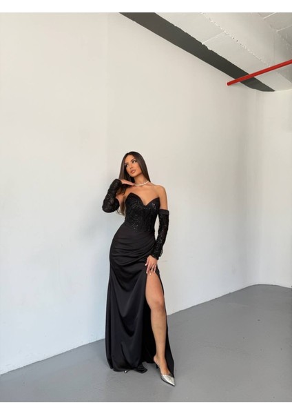 Lüks Zarif Pullu Rem Milano Abiye Özel Gün Elbise