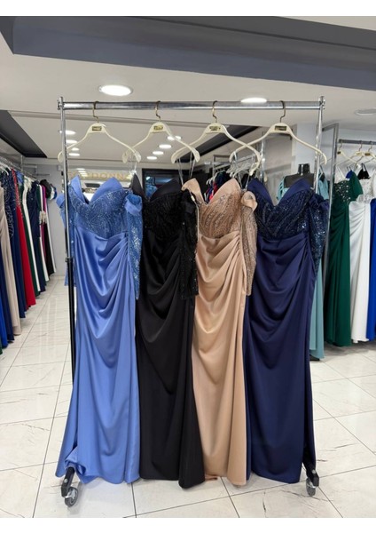 Lüks Zarif Pullu Rem Milano Abiye Özel Gün Elbise modelleri