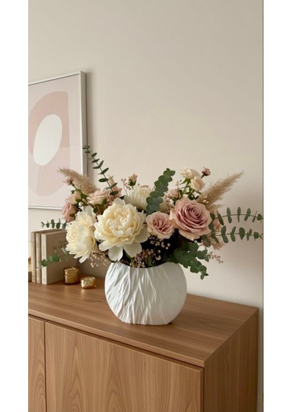 Mermer Dokulu Dekoratif Vazo