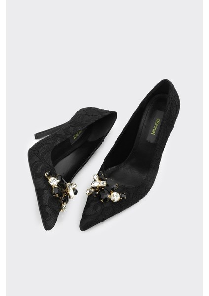 Dantelli Taş Aksesuarlı Kadın Abiye Ayakkabı fırsatları