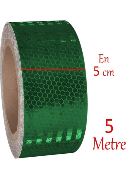 Yapışkanlı 5 Metre Koyu Yeşil Renk Şerit Bant Gece Parlayan Reflektörlü 5 cm Reflektif Ikaz Bandı. indirimleri