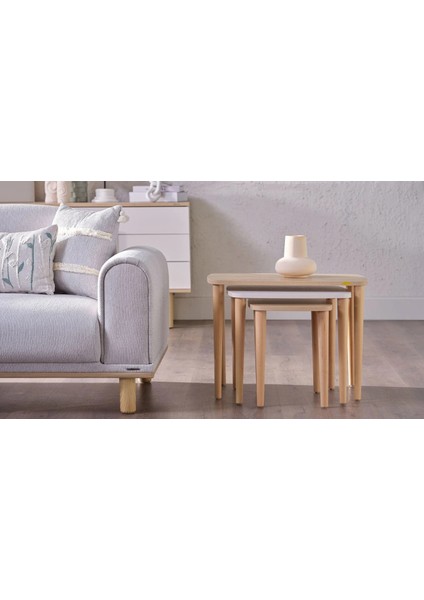 Zentto 3' Lü Zigon Sehpa 70*46 - 52*46 -35*46 cm Meşe