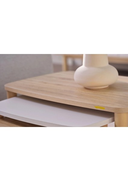 Zentto 3' Lü Zigon Sehpa 70*46 - 52*46 -35*46 cm Meşe fiyatları