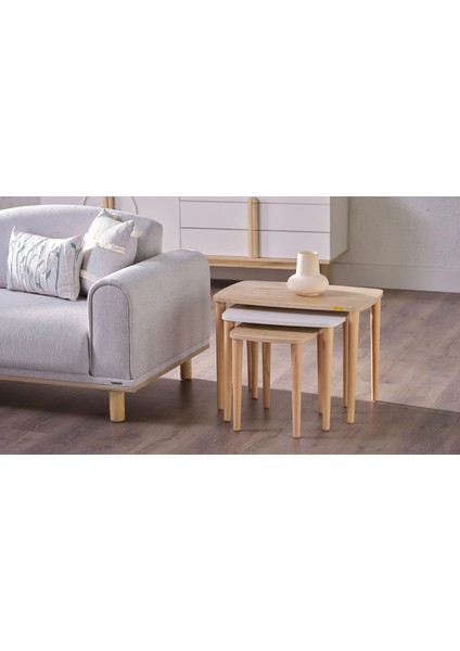 Zentto 3' Lü Zigon Sehpa 70*46 - 52*46 -35*46 cm Meşe modelleri