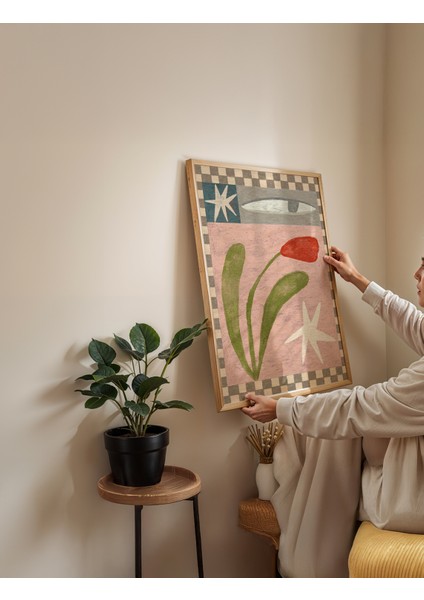 Tulip Vision Poster - Doğal Ahşap Çerçeveli Tablo