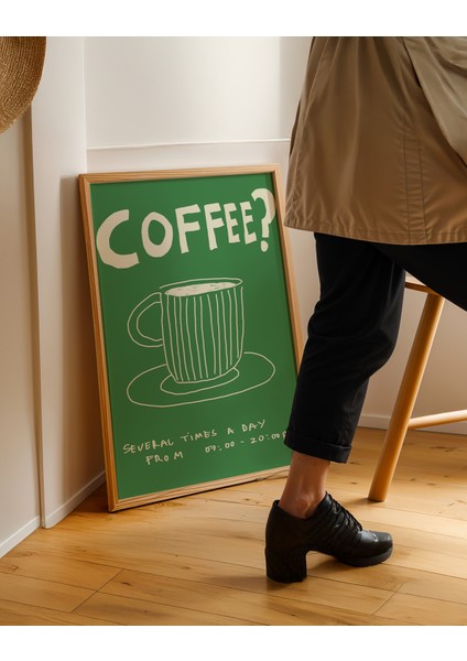 Coffee Time Poster - Doğal Ahşap Çerçeveli Tablo fiyatları