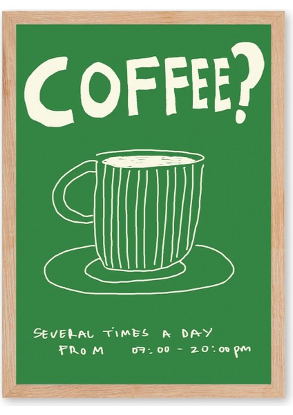Coffee Time Poster - Doğal Ahşap Çerçeveli Tablo modelleri