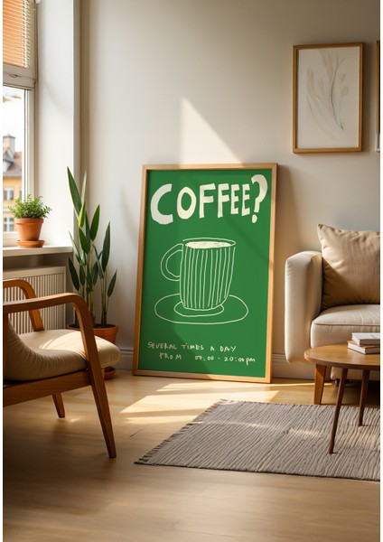 Coffee Time Poster - Doğal Ahşap Çerçeveli Tablo fırsatları