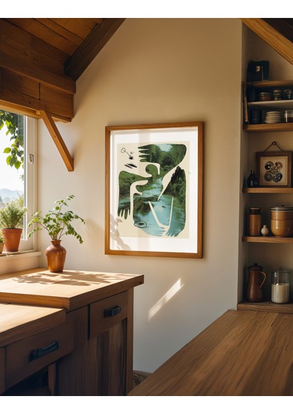 Fluid Nature Poster - Doğal Ahşap Çerçeveli Tablo fiyatları