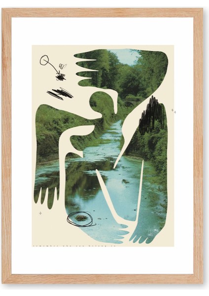 Fluid Nature Poster - Doğal Ahşap Çerçeveli Tablo fırsatları