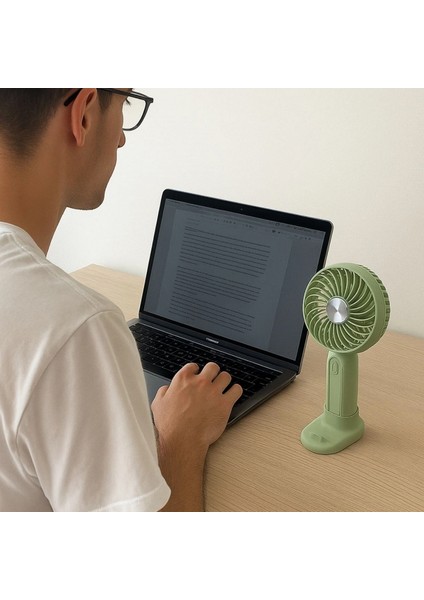 Masa Üstü Standlı USB ile Şarj Olabilen 3 Ayarlı Fan Modlu Çanta Tipi El Fanı (4887) modelleri