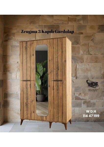 Zeugma 3 Kapılı Gardolap / Dolap