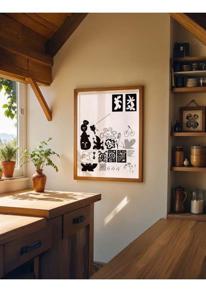 Mono Symbols Poster - Doğal Ahşap Çerçeveli Tablo fiyatları