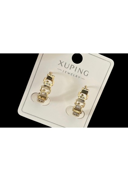 Kadın Çelik Küpe Paslanmaz Çelik Gold Küpe Taşlı Xupıng Jewelry Gold Kaplama Zincir Halka Küpe Kadın Zirkon Taşlı Kararmaz Bağlantı Desenli Huggie Lüks Takı fiyatları