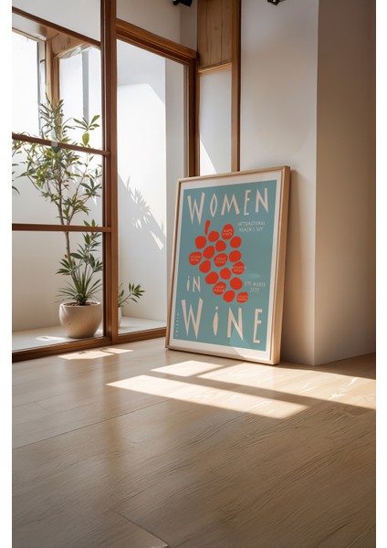 Women In Wine Poster - Doğal Ahşap Çerçeveli Tablo fiyatları