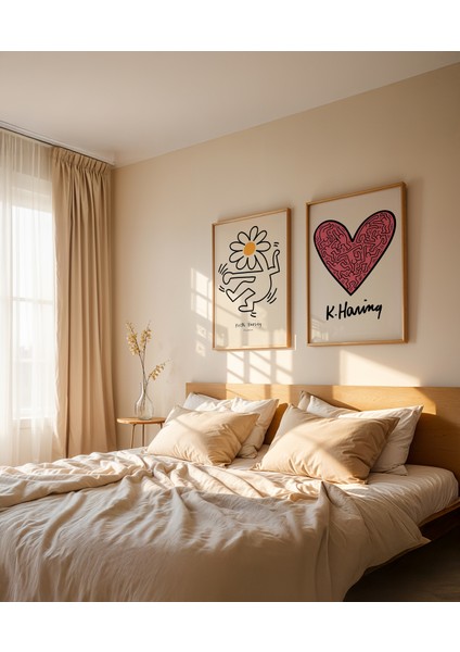 Bloom & Love 2’li Poster Set - Doğal Ahşap Çerçeveli Tablo 2'li Set