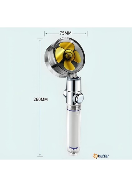 Turbo Pervaneli ve Filtreli Su Tasarruflu 360 Derece Dönebilen Tazyikli Duş Başlığı modelleri