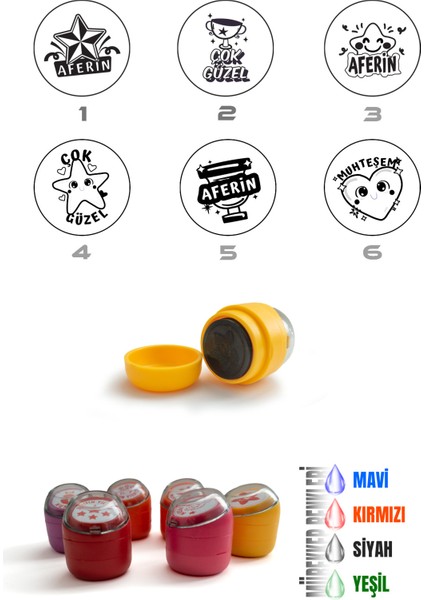 Kendinden Mürekkepli Kaşe Öğretmen Kaşesi Aferin Kaşesi Cep Kaşesi 5 Li Set modelleri