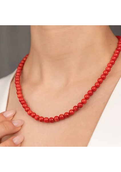 Mercan Doğal Taş Kolye