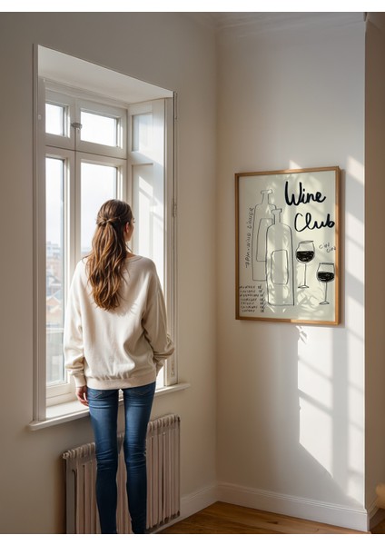 Wine Club Poster - Doğal Ahşap Çerçeveli Tablo fiyatları