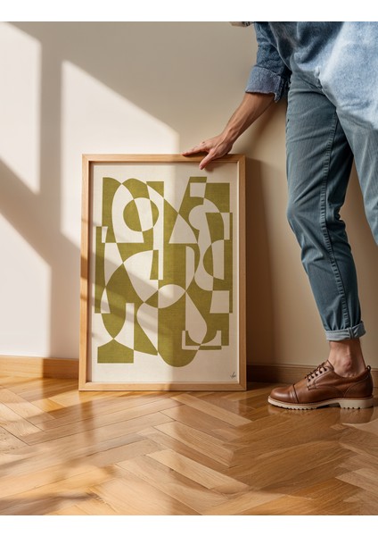 Olive Forms Poster - Doğal Ahşap Çerçeveli Tablo