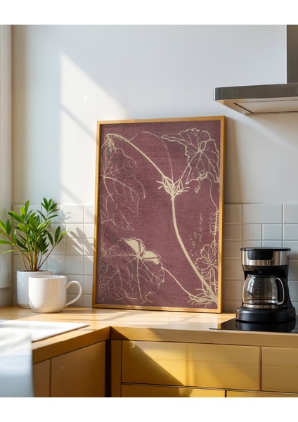 Botanical Purple Leaves Poster - Doğal Ahşap Çerçeveli Tablo modelleri