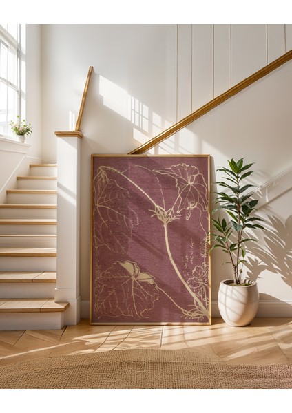 Botanical Purple Leaves Poster - Doğal Ahşap Çerçeveli Tablo fırsatları
