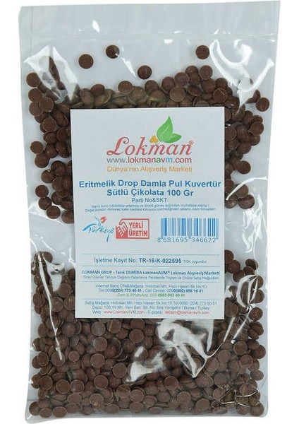 Sütlü Çikolata Eritmelik Drop Damla Pul Kuvertür 100 gr Paket fiyatları
