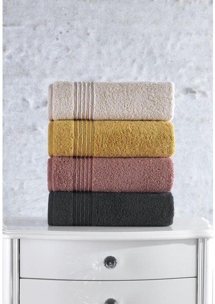 Plump 50X90 4'lü Havlu Seti Bej Gülkurusu Hardal Antrasit