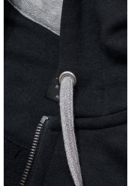 Erkek Field Normal Kesim Üç Iplik Şardonsuz Kapüşonlu Sweat Mont Koyu Gri