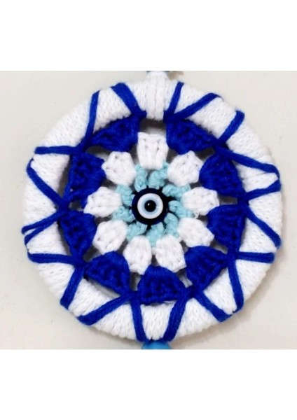 Ponponlu Nazar Boncuğu Desenli El Yapımı Mini Kapı, Duvar ve Araba Süsü modelleri