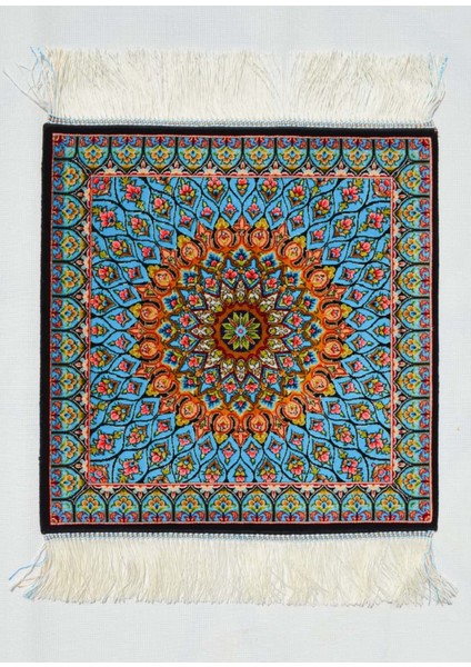 Geleneksel Desenli Ipek Minyatür Halı 40X40 cm (0.16 M²)
