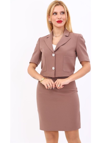 Erkek Yaka Kısa Ceket-Kahve