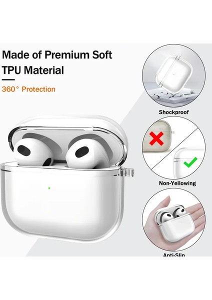 Apple Airpods Pro 3. Nesil ile uyumlu Kılıf Kristal Silikon Şeffaf Case indirimleri