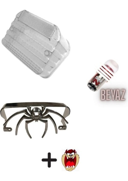 Cg Çita Şeffaf Beyaz Stop Camı+Örümcek+Stop Çakar Ampülü Beyaz +Hdiye Tzmnya Sticker