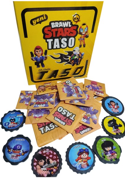 Brawl Stars Karakter Taso | 20 Adet Renkli Koleksiyon Taso | Mini Sürpriz Oyuncak ve Hediye Paketli