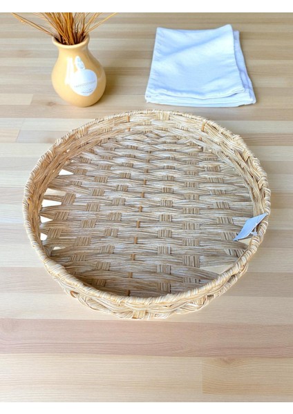 Doğal Hasır Yuvarlak Servis Tepsisi 27 cm – El İşçiliği Dekoratif Sunum Sepeti | Sofra ve Mutfak Düzenleme Aksesuarı modelleri