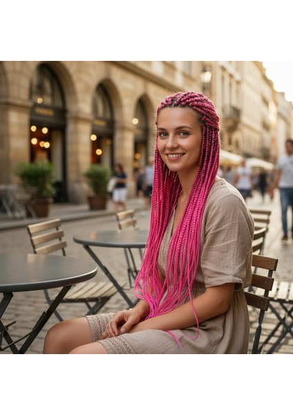 Afrika Örgüsü ve Rasta Için Sentetik Saç / Açık Fuşya