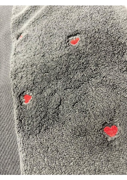 Lubow Love Koyu Gri Kırmızı Nakışlı 70X140 6'lı Havlu Seti fiyatları