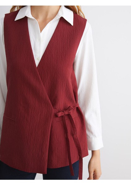 Yeni Sezon Kruvaze Yaka Dokulu Kadın Klasik Yelek modelleri