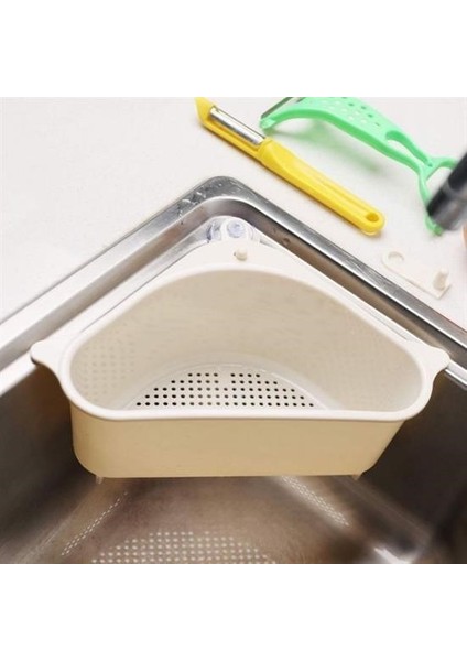 Vantuzlu Üçgen Sebze Meyve Lavabo Raf Evye Süzgeç Sünger Tutucu Düzenleyici Mutfak Organize