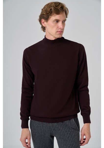 Erkek Mor Basic Yarım Balıkçı Yaka Dynamic Fit Rahat Kesim Triko fırsatları