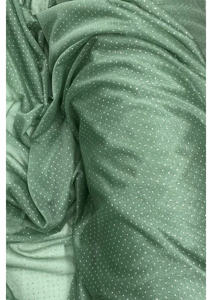 Yağmur Damlası Simli Abiye Elbise Şallık Tül Kumaş Mint Yeşil 75 fiyatları